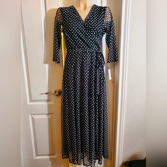 En Focus Dresses & Skirts - Black chiffon maxi dress with white polka dots by En Focus size Medium